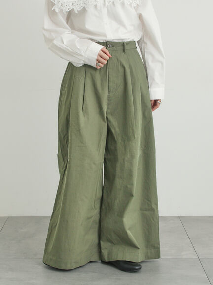 綿ナイロンワイドパンツ（ベージュ/カーキ/ネイビー）｜Samansa Mos2（サマンサ モスモス）通販