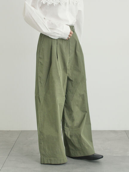 綿ナイロンワイドパンツ（ベージュ/カーキ/ネイビー）｜Samansa Mos2（サマンサ モスモス）通販
