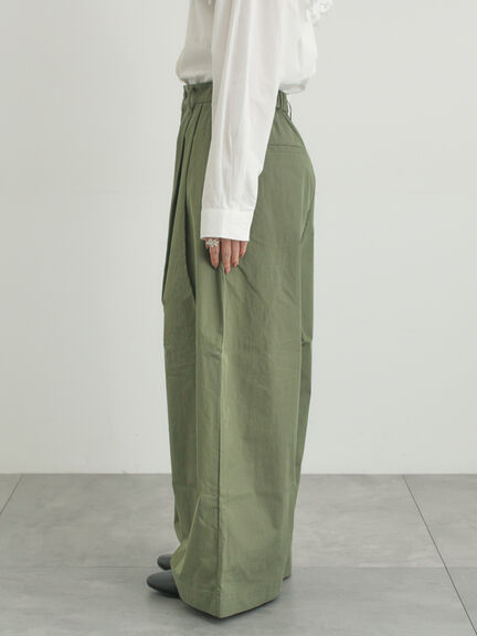 綿ナイロンワイドパンツ（ベージュ/カーキ/ネイビー）｜Samansa Mos2（サマンサ モスモス）通販