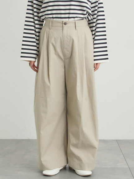綿ナイロンワイドパンツ（ベージュ/カーキ/ネイビー）｜Samansa Mos2（サマンサ モスモス）通販
