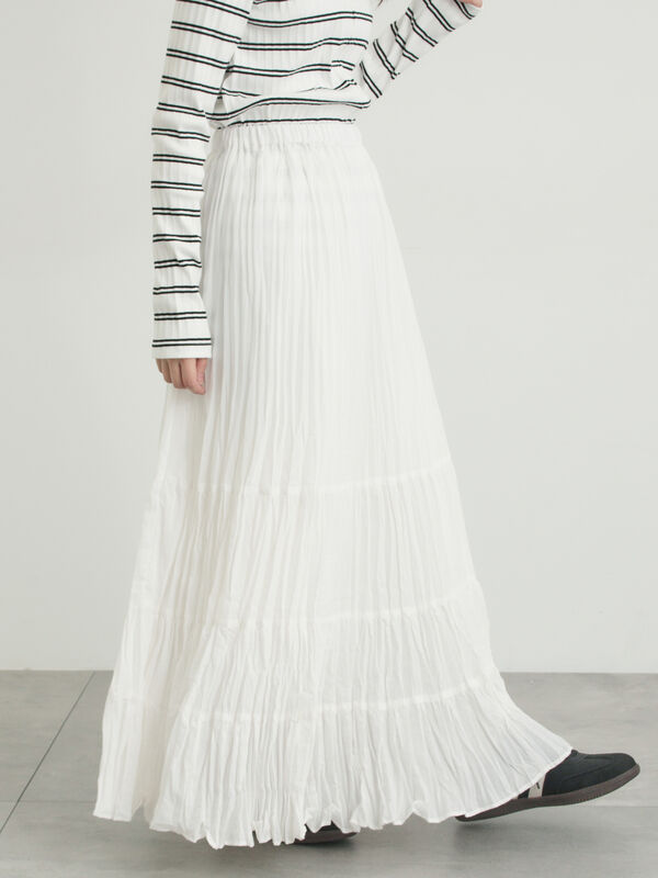 柄アソートワッシャーティアードスカート（オフホワイト）｜Samansa Mos2（サマンサ モスモス）通販