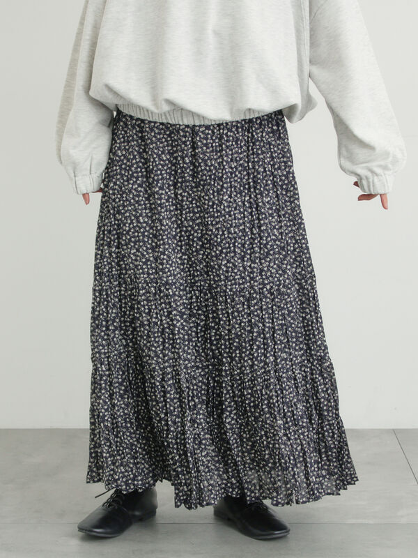 柄アソートワッシャーティアードスカート（ブラック）｜Samansa Mos2（サマンサ モスモス）通販