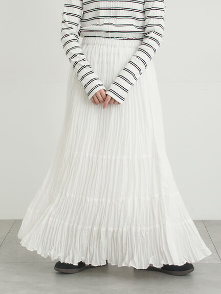 柄アソートワッシャーティアードスカート（オフホワイト/ブラック/ベージュ）｜Samansa Mos2（サマンサ モスモス）通販