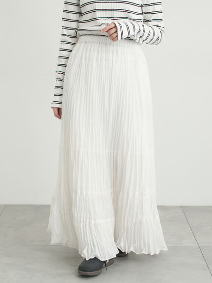 柄アソートワッシャーティアードスカート（オフホワイト/ブラック/ベージュ）｜Samansa Mos2（サマンサ モスモス）通販