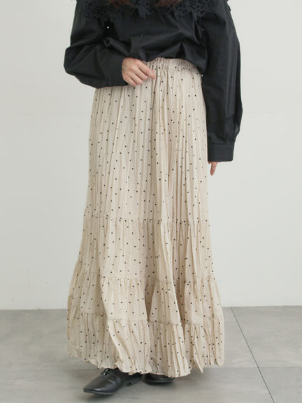 柄アソートワッシャーティアードスカート（オフホワイト/ブラック/ベージュ）｜Samansa Mos2（サマンサ モスモス）通販