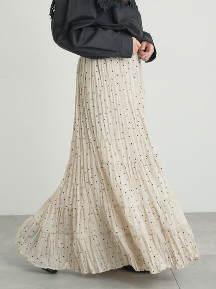 柄アソートワッシャーティアードスカート（オフホワイト/ブラック/ベージュ）｜Samansa Mos2（サマンサ モスモス）通販