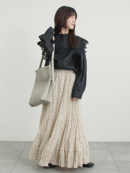 柄アソートワッシャーティアードスカート（オフホワイト/ブラック/ベージュ）｜Samansa Mos2（サマンサ モスモス）通販