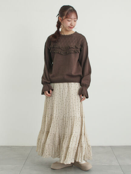 柄アソートワッシャーティアードスカート（オフホワイト/ブラック/ベージュ）｜Samansa Mos2（サマンサ モスモス）通販