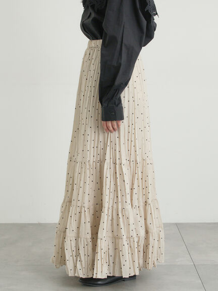 柄アソートワッシャーティアードスカート（オフホワイト/ブラック/ベージュ）｜Samansa Mos2（サマンサ モスモス）通販