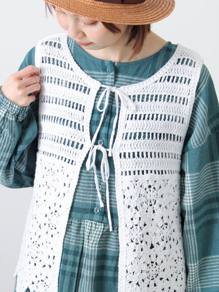 前後2WAYクロシェベスト（オフホワイト/ブラック/キナリ）｜Samansa Mos2（サマンサ モスモス）通販