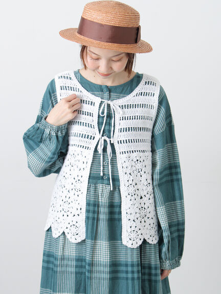 前後2WAYクロシェベスト（オフホワイト/ブラック/キナリ）｜Samansa Mos2（サマンサ モスモス）通販