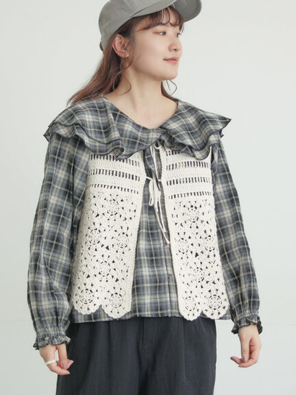 前後2WAYクロシェベスト（オフホワイト/ブラック/キナリ）｜Samansa Mos2（サマンサ モスモス）通販