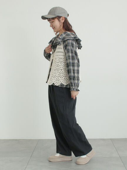 前後2WAYクロシェベスト（オフホワイト/ブラック/キナリ）｜Samansa Mos2（サマンサ モスモス）通販