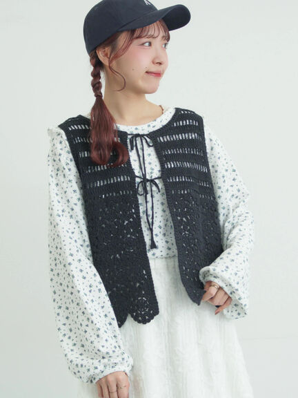 前後2WAYクロシェベスト（オフホワイト/ブラック/キナリ）｜Samansa Mos2（サマンサ モスモス）通販