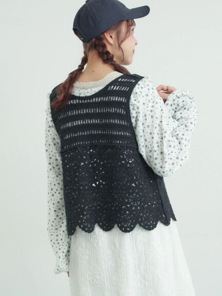 前後2WAYクロシェベスト（オフホワイト/ブラック/キナリ）｜Samansa Mos2（サマンサ モスモス）通販