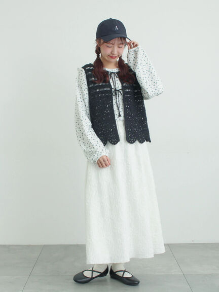 前後2WAYクロシェベスト（オフホワイト/ブラック/キナリ）｜Samansa Mos2（サマンサ モスモス）通販