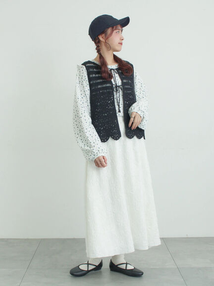 前後2WAYクロシェベスト（オフホワイト/ブラック/キナリ）｜Samansa Mos2（サマンサ モスモス）通販