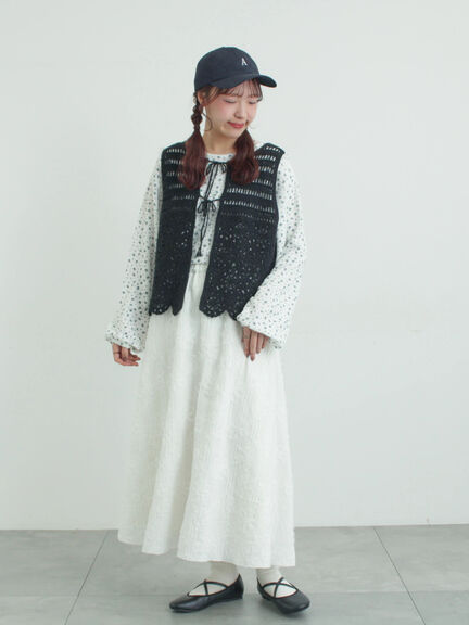 前後2WAYクロシェベスト（オフホワイト/ブラック/キナリ）｜Samansa Mos2（サマンサ モスモス）通販