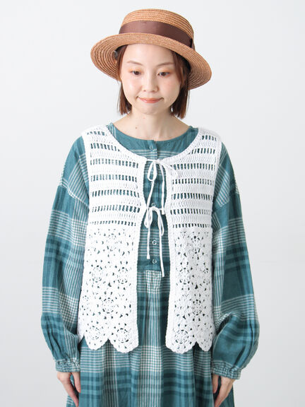 前後2WAYクロシェベスト（オフホワイト/ブラック/キナリ）｜Samansa Mos2（サマンサ モスモス）通販