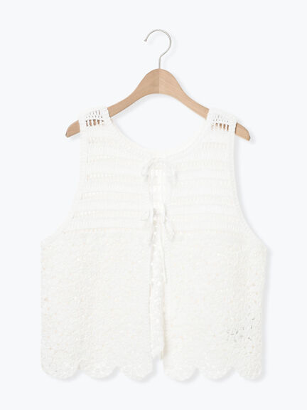 前後2WAYクロシェベスト（オフホワイト/ブラック/キナリ）｜Samansa Mos2（サマンサ モスモス）通販