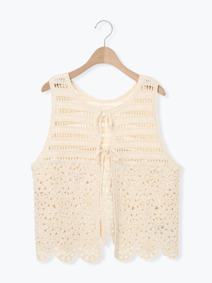 前後2WAYクロシェベスト（オフホワイト/ブラック/キナリ）｜Samansa Mos2（サマンサ モスモス）通販