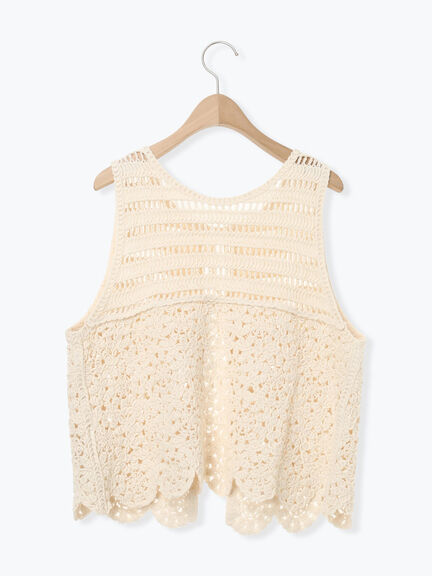 前後2WAYクロシェベスト（オフホワイト/ブラック/キナリ）｜Samansa Mos2（サマンサ モスモス）通販