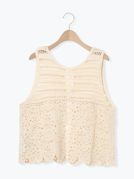 前後2WAYクロシェベスト（オフホワイト/ブラック/キナリ）｜Samansa Mos2（サマンサ モスモス）通販