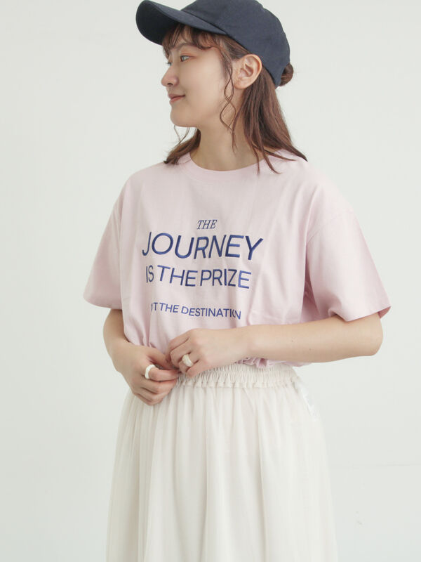 セール】 ロゴ刺繍Tシャツ（オフホワイト/チャコールグレー/ピンク
