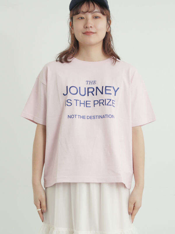セール】 ロゴ刺繍Tシャツ（オフホワイト/チャコールグレー/ピンク