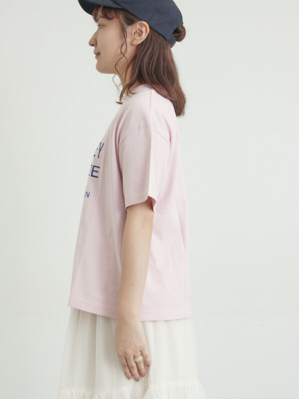 セール】 ロゴ刺繍Tシャツ（オフホワイト/チャコールグレー/ピンク