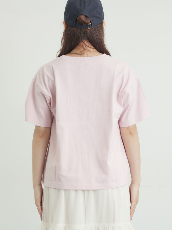 セール】 ロゴ刺繍Tシャツ（オフホワイト/チャコールグレー/ピンク