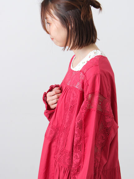 ローズ柄レーススクエアネックワンピース（オフホワイト/ブラック/ピンク/レッド）｜Samansa Mos2（サマンサ モスモス）通販