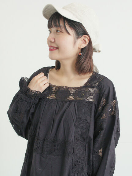 ローズ柄レーススクエアネックワンピース（オフホワイト/ブラック/ピンク/レッド）｜Samansa Mos2（サマンサ モスモス）通販