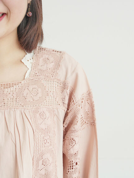 ローズ柄レーススクエアネックワンピース（オフホワイト/ブラック/ピンク/レッド）｜Samansa Mos2（サマンサ モスモス）通販