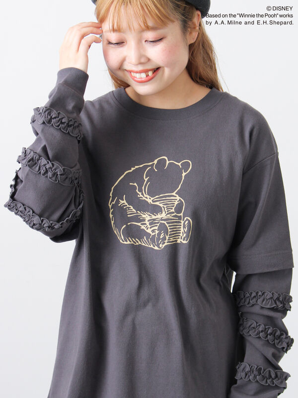 【Disney】くまのプーさん袖フリルロンT（チャコールグレー）｜Samansa Mos2（サマンサ モスモス）通販