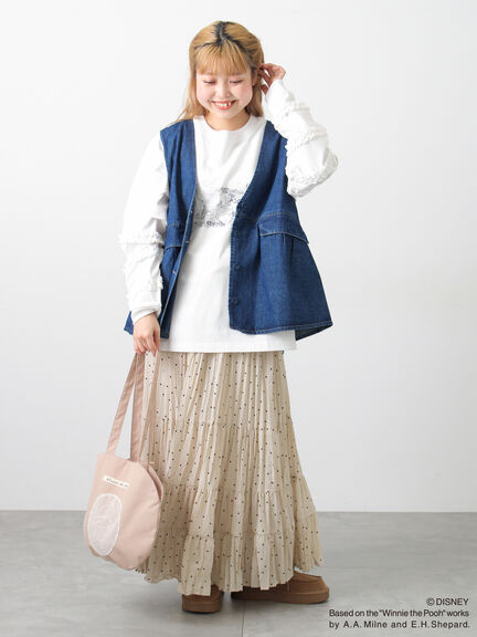 【Disney】くまのプーさん袖フリルロンT（オフホワイト/チャコールグレー/キナリ）｜Samansa Mos2（サマンサ モスモス）通販