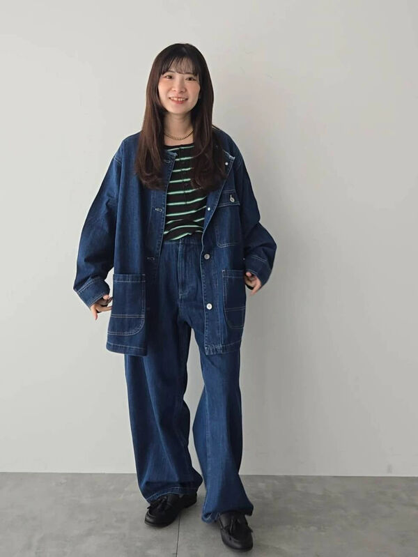 デニムカバーオール（サックスブルー/ブルー/アウター/ブルゾン