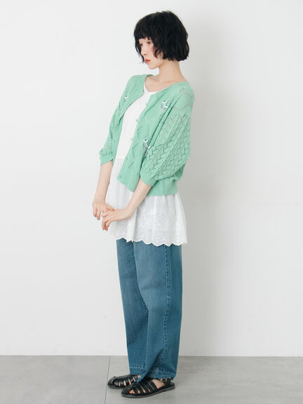 《新色追加》裾スカラップレースノースリーブインナー（オフホワイト/ブラック/ダークブラウン/ブルー）｜Samansa Mos2（サマンサ モスモス）通販