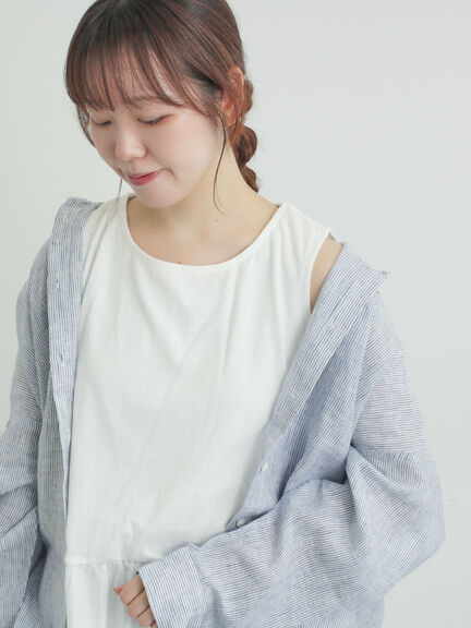 《新色追加》裾スカラップレースノースリーブインナー（オフホワイト/ブラック/ダークブラウン/ブルー）｜Samansa Mos2（サマンサ モスモス）通販