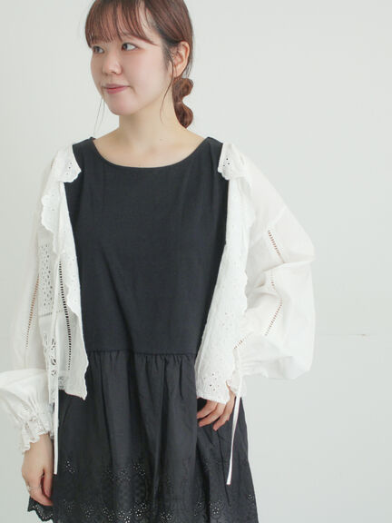 《新色追加》裾スカラップレースノースリーブインナー（オフホワイト/ブラック/ダークブラウン/ブルー）｜Samansa Mos2（サマンサ モスモス）通販