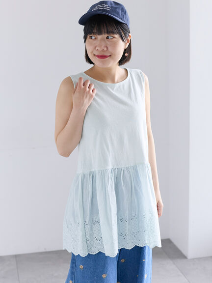 《新色追加》裾スカラップレースノースリーブインナー（オフホワイト/ブラック/ダークブラウン/ブルー）｜Samansa Mos2（サマンサ モスモス）通販