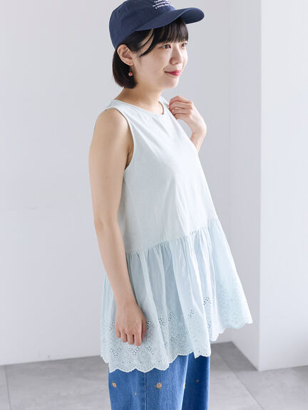 《新色追加》裾スカラップレースノースリーブインナー（オフホワイト/ブラック/ダークブラウン/ブルー）｜Samansa Mos2（サマンサ モスモス）通販