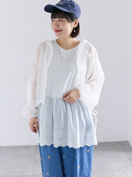 《新色追加》裾スカラップレースノースリーブインナー（オフホワイト/ブラック/ダークブラウン/ブルー）｜Samansa Mos2（サマンサ モスモス）通販