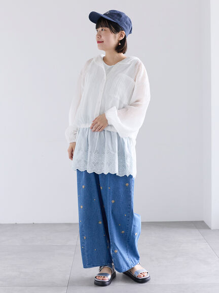 《新色追加》裾スカラップレースノースリーブインナー（オフホワイト/ブラック/ダークブラウン/ブルー）｜Samansa Mos2（サマンサ モスモス）通販