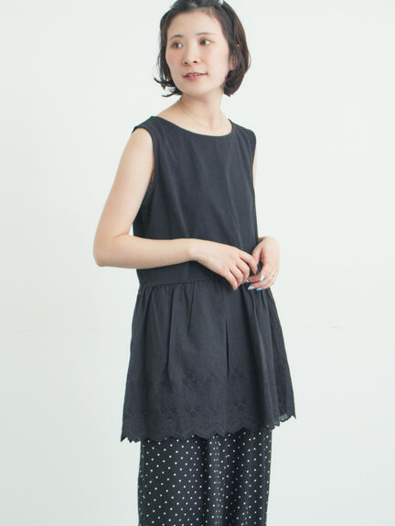 《新色追加》裾スカラップレースノースリーブインナー（オフホワイト/ブラック/ダークブラウン/ブルー）｜Samansa Mos2（サマンサ モスモス）通販