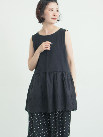 《新色追加》裾スカラップレースノースリーブインナー（オフホワイト/ブラック/ダークブラウン/ブルー）｜Samansa Mos2（サマンサ モスモス）通販