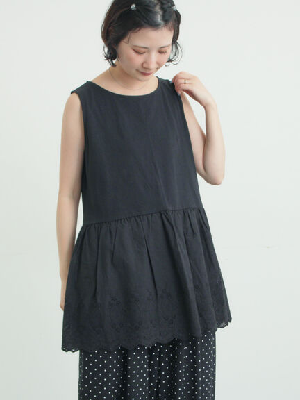 《新色追加》裾スカラップレースノースリーブインナー（オフホワイト/ブラック/ダークブラウン/ブルー）｜Samansa Mos2（サマンサ モスモス）通販