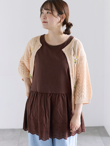 《新色追加》裾スカラップレースノースリーブインナー（オフホワイト/ブラック/ダークブラウン/ブルー）｜Samansa Mos2（サマンサ モスモス）通販