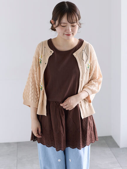 《新色追加》裾スカラップレースノースリーブインナー（オフホワイト/ブラック/ダークブラウン/ブルー）｜Samansa Mos2（サマンサ モスモス）通販