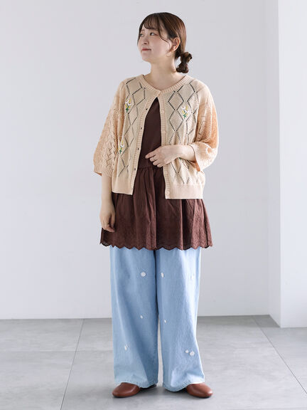 《新色追加》裾スカラップレースノースリーブインナー（オフホワイト/ブラック/ダークブラウン/ブルー）｜Samansa Mos2（サマンサ モスモス）通販